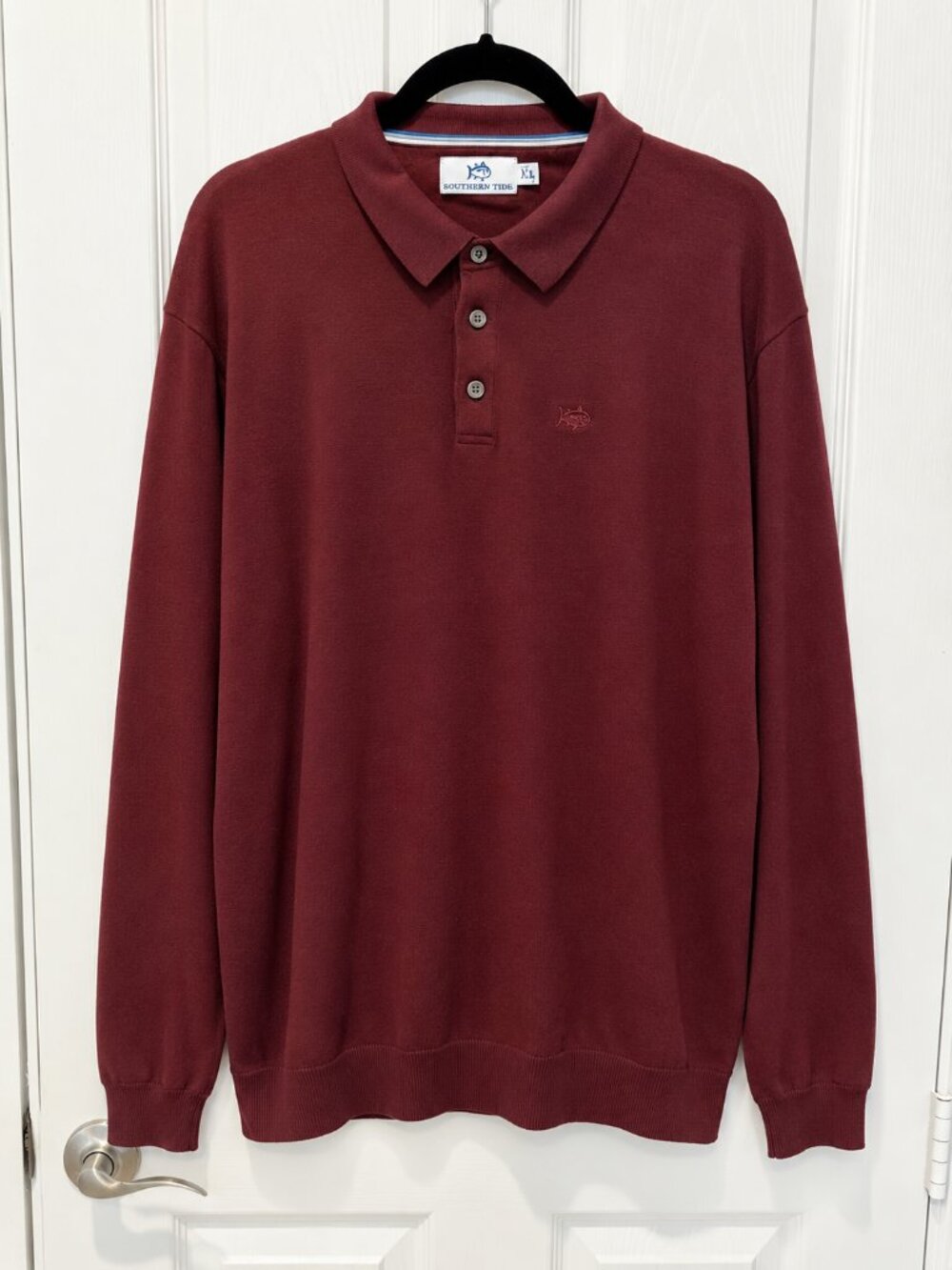 Southern Tide Men’s XXL Burgundy Long Sleeve Polo Skipjack Preppy Coastal